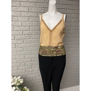 Day Birger et Mikkelsen Women Sleeveless Sequined Beaded Silk Top Size 36